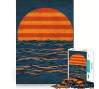 Sunset Over Ocean Jigsaw Puzzles 1000 Pieces for Adults Memory Boost Warm Time Image Assembly Fine Art Piece (50x75cm)