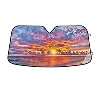 Sunset over Ocean on Maldives Flag Auto Car Front Window Sunshade Windshield Foldable Vehicle Blocker Visor L