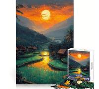Sunset Over Rice Terraces 1000 Piece Jigsaw Puzzles for Adults Jigsaw Memory Lift Slow Enjoy Image Assembly Creative Gift (38x26cm)