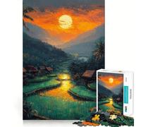 Sunset Over Rice Terraces Jigsaw Puzzles for Teenagers 1000 Pieces Logic Sense Toy Calm Fun Smooth Edge Birthday Gift (38x52cm)