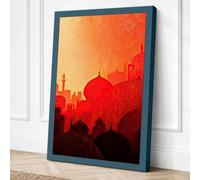 Sunset Over Sacred City Retro Canvas Wall Art Print 30x20 Inch | Ready to Hang, Gallery Wrapped, Fade-Resistant Inks, Securely Packaged, UK Made