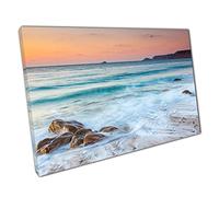 Sunset Over Sennen Village Cove Beach Penwith Coast of Cornwall England Wall Art Print On Canvas Picture For Home Office Decor 30x20cm (12x8In)