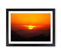 Sunset Over Sequoia National Park Modern Art Framed Wall Art Print, Ready to Hang Picture for Living Room Bedroom Home Office Décor, Black A3 (46 x 34 cm)