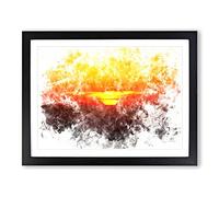 Sunset Over Sequoia National Park Watercolour Modern Framed Wall Art Print, Ready to Hang Picture for Living Room Bedroom Home Office Décor, Black A3 (46 x 34 cm)