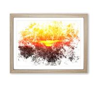 Sunset Over Sequoia National Park Watercolour Modern Framed Wall Art Print, Ready to Hang Picture for Living Room Bedroom Home Office Décor, Oak A3 (46 x 34 cm)
