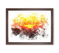 Sunset Over Sequoia National Park Watercolour Modern Framed Wall Art Print, Ready to Hang Picture for Living Room Bedroom Home Office Décor, Walnut A3 (46 x 34 cm)