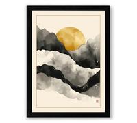 Sunset Over Silent Hills Japandi Framed Wall Art Print A1 (84.1×59.4cm) Black, Wall Decor for Living Room, Bedroom, Office & Home, Ready to Hang, Art Gift
