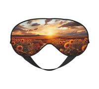 Sunset Over Sunflower Field Eyes Sleep Mask Adjustable Strap Sleeping Eye Mask Light Blocking Blindfold Eye Sleep Shade Cover Bedtime Blackout Eyeshade for Yoga Nap Travel