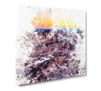 Sunset Over the Atacama Desert Watercolour Canvas Print | Gallery Wrapped 30mm Frame Wall Art | 14x14 inches | Ready to Hang | Modern Landscape Picture | Living Room Bedroom Lounge Office