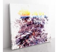 Sunset Over the Atacama Desert Watercolour Modern Canvas Wall Art Print Ready to Hang, Framed Picture for Living Room Bedroom Home Office Décor, 35x35 cm (14x14 Inch)
