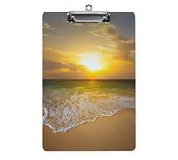 Sunset Over The Beach A4 Size Clipboard Funny Aesthetic Working Studying Letter Standard Clip Board 12.5×8.5 in Hardboard for School Classroom Kids Writing Drawing