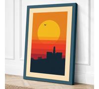 Sunset Over the City Canvas Wall Art Print 18x12 Inch (46 x 30 cm)
