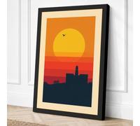 Sunset Over the City Canvas Wall Art Print 24x16 Inch (61 x 41 cm)