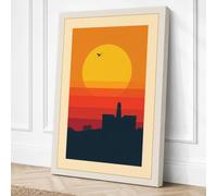Sunset Over the City Canvas Wall Art Print 30x20 Inch (76 x 51 cm)