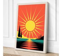 Sunset Over The City Canvas Wall Art Print 36x24 Inch (91 x 61 cm)