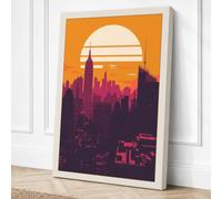 Sunset Over the City Modern Canvas Wall Art Print 24x16 Inch (61 x 41 cm)