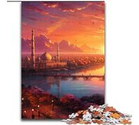 Sunset over The City with Trees 1000 Piece Jigsaw Puzzles for Adults Gifts, for 14+ Train Your Brain And Your Hands Christmas Game Gifts (50x75cm)