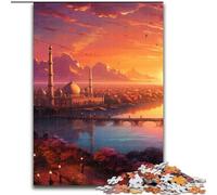 Sunset over The City with Trees Puzzles for Adults 1000 Pieces, Suitable for Ages 14 And Up Toy Wall Decor Birthday And Unique Gifts (26x38cm)