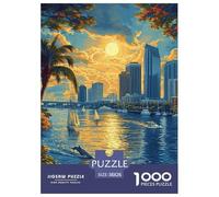 Sunset over The Harbour 1000 Piece Jigsaw Puzzles for Adults with Extra Fun Challenges Home Decors Family Puzzle Game Birthday Gifts 38x26cm/1000pcs
