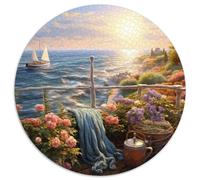 Sunset over The Harbour 1000 Piece Jigsaw Puzzles Round Puzzles For Adults And Kids Family Game Difficult Challenge Challenging & Educational Art 1000pcs (67.5x67.5cm)