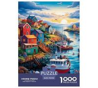 Sunset over The Harbour 1000 Piece Paper Jigsaw Puzzles Animation What Happens Next Beautiful Decoration for Adults And Kids 70x50cm/1000pcs