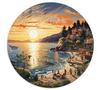 Sunset over The Harbour 1000 Piece Round Jigsaw Puzzles for Adults Kids 14+ Natural Scenery Unique Challenge And Cool 1000pcs (67.5x67.5cm)