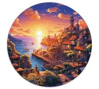Sunset over The Harbour 1000 Piece Science Fiction Jigsaw Puzzle For Adults Family Challenge Toys Stress Relief Puzzle Exercise The Memory of The Brain for Family Decorations 1000pcs (67.5x67.5cm)