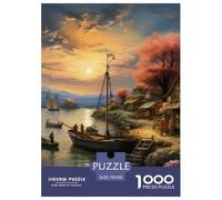Sunset over The Harbour 1000 Pieces Animation Paper Jigsaw Puzzle What Happens Next Beautiful Decoration for Adults And Kids 70x50cm/1000pcs
