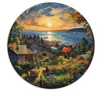 Sunset over The Harbour 1000 Pieces Science Fiction Jigsaw Puzzles For Adults Educational Games Stress Relieving Entertainment Cultivate The Spirit of Teamwork for Men, Women, Elders, Seniors 1000pcs