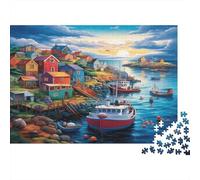 Sunset over The Harbour 1000pc Jigsaw of Eco-friendly Board Colourful Jigsaws As A Fun And Challenging Family Game for Collectible Art 70x50cm/1000pcs