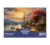 Sunset Over The Harbour for Adults Fun Jigsaw Puzzles 300 Piece Stress Relief Toy Education Game Toy Intellectual Game Home Decoration Challenge Educational 300pcs (40x28cm)