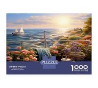Sunset over The Harbour For Holidays & Anniversaries: 1000 Piece Sturdy Cardboard Premium Puzzle Coastal Garden Sailboat Brain Training Activity, A Memorable Puzzle for Couples 38x26c