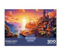 Sunset Over The Harbour Jigsaw Puzzle Adults Fun 300 Piece Education Game Decoration Stress Relief Toy Toy Intellectual Game Relaxation and Intelligence 300pcs (40x28cm)