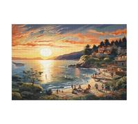 Sunset over The Harbour Jigsaw Puzzle for Adults 1000 Piece for Kids Age 12 Years Up Woodiness Puzzles Educational Game （75×50cm）