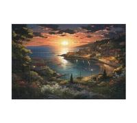 Sunset over The Harbour Jigsaw Puzzles 1000 Pieces for Adults Kids Woodiness Puzzle Educational Games Home Decoration （75×50cm）