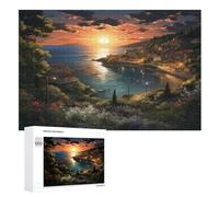 Sunset over The Harbour Jigsaw Puzzles for Kids 1000 Pieces 3d Wooden Puzzle Decompression Game for Adults Women Girl Educational Game Toys （75×50cm）