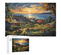 Sunset over The Harbour Jigsaw Puzzles for Kids 1000 Pieces 3d Wooden Puzzle Decompression Game for Adults Women Girl Educational Game Toys （75×50cm）