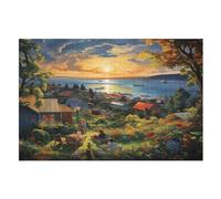 Sunset over The Harbour Jigsaw Puzzles for Kids 1000 Pieces 3d Wooden Puzzle Decompression Game for Adults Women Girl Educational Game Toys （75×50cm）