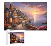 Sunset over The Harbour Jigsaw Puzzles for Kids 1000 Pieces 3d Wooden Puzzle Decompression Game for Adults Women Girl Educational Game Toys （75×50cm）