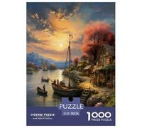 Sunset over The Harbour Jigsaw Puzzles Puzzle for Adults Kids. 1000 Piece Impossible Challenge Toy Educational Game Home Decoration for Adults& Kids Age 14 Years Up 38x26cm/1000pcs
