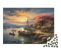 Sunset over The Harbour Jigsaw Puzzles Puzzle for Adults Kids. 1000 Pieces Impossible Challenge Toy Educational Game Home Decoration for Educational Games Gifts 1000pcs (75x50cm)