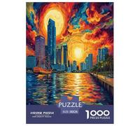 Sunset over The Harbour Jigsaw Puzzles Puzzle for Adults Kids. 1000 Pieces Whimsical Challenge Toy Educational Game Home Decoration for Adults& Kids Age 14 Years Up 38x26cm/1000pcs