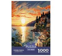 Sunset over The Harbour Jigsaw Puzzles Puzzle for Adults Kids. 1000 Pieces Whimsical Challenge Toy Educational Game Home Decoration for Adults& Kids Age 14 Years Up 38x26cm/1000pcs