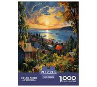 Sunset over The Harbour Jigsaw Puzzles Puzzles for Adults Kids. 1000 Piece Impossible Challenge Toy Educational Game Home Decoration for Educational Games Gifts 38x26cm/1000pcs