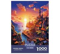 Sunset over The Harbour Jigsaw Puzzles Puzzles for Adults Kids. 1000 Pieces Great Gifts Challenge Toy Educational Game Home Decoration for Adults& Kids Age 14 Years Up 38x26cm/1000pcs