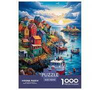 Sunset over The Harbour Jigsaw Puzzles Puzzles for Adults Kids. 1000 Pieces Impossible Challenge Toy Educational Games Home Decoration for Adults& Kids Age 14 Years Up 70x50cm/1000pcs