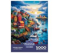 Sunset over The Harbour Jigsaw Puzzles Puzzles for Adults Kids. 1000 Pieces Impossible Challenge Toy Educational Game Home Decoration for Adults& Kids Age 14 Years Up 38x26cm/1000pcs