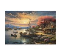 Sunset over The Harbour Wooden Jigsaw Puzzles 1000 Piece Puzzle For Adults. Challenging To Complete But Fun And Humorous Jigsaws (75×50cm)