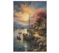 Sunset over The Harbour Wooden Jigsaw Puzzles 1000 Pieces Family Activity Puzzle Educational Games for Adults And Kids Age 12 Years Up 78×53cm