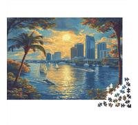 Sunset over The Harbour Year in Pictures 1000 Piece with Clean Edges Personalised Jigsaws for Mindfulness Activities for Adults in Hobby Kits 38x26cm/1000pcs